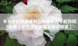 华为手机屏幕录制在哪里华为手机如何录屏「华为手机屏幕录制在哪里」